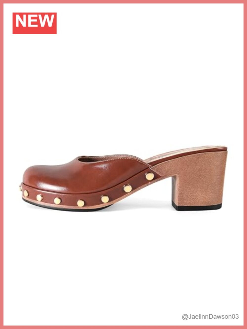 Platform Chunky Clogs for Women Round Toe Block Heel Mule Slip On with Metal